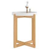 Coffee Table White 41x41x48.5cm Engineered Wood&Solid Wood Pine - Side View