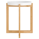 Coffee Table White 41x41x48.5cm Engineered Wood&Solid Wood Pine - Top-Down View