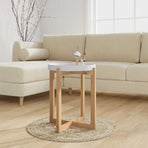 Coffee Table White 41x41x48.5cm Engineered Wood&Solid Wood Pine
