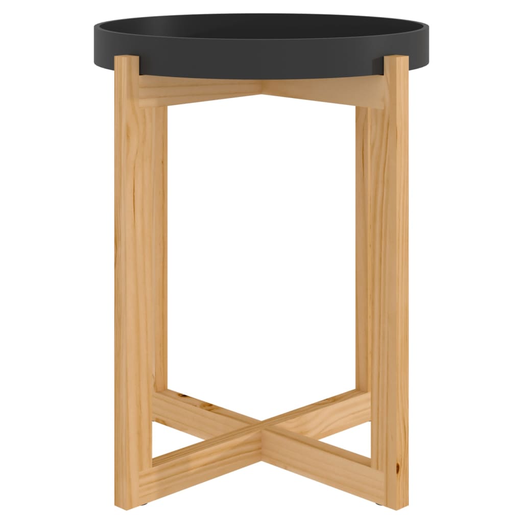 Coffee Table Black 41x41x48.5cm Engineered Wood&Solid Wood Pine