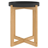 Coffee Table Black 41x41x48.5cm Engineered Wood&Solid Wood Pine - Front View