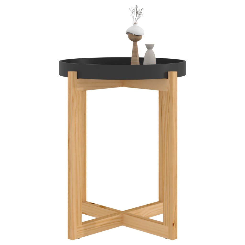 Coffee Table Black 41x41x48.5cm Engineered Wood&Solid Wood Pine