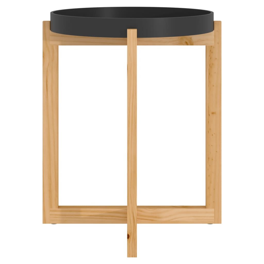 Coffee Table Black 41x41x48.5cm Engineered Wood&Solid Wood Pine