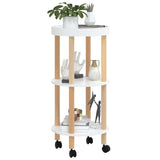 3-tier Trolley White 38x38x82 cm Engineered Wood&Solid Wood Pine