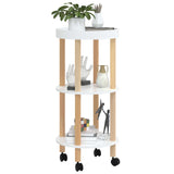 3-tier Trolley White 38x38x82 cm Engineered Wood&Solid Wood Pine - Side View