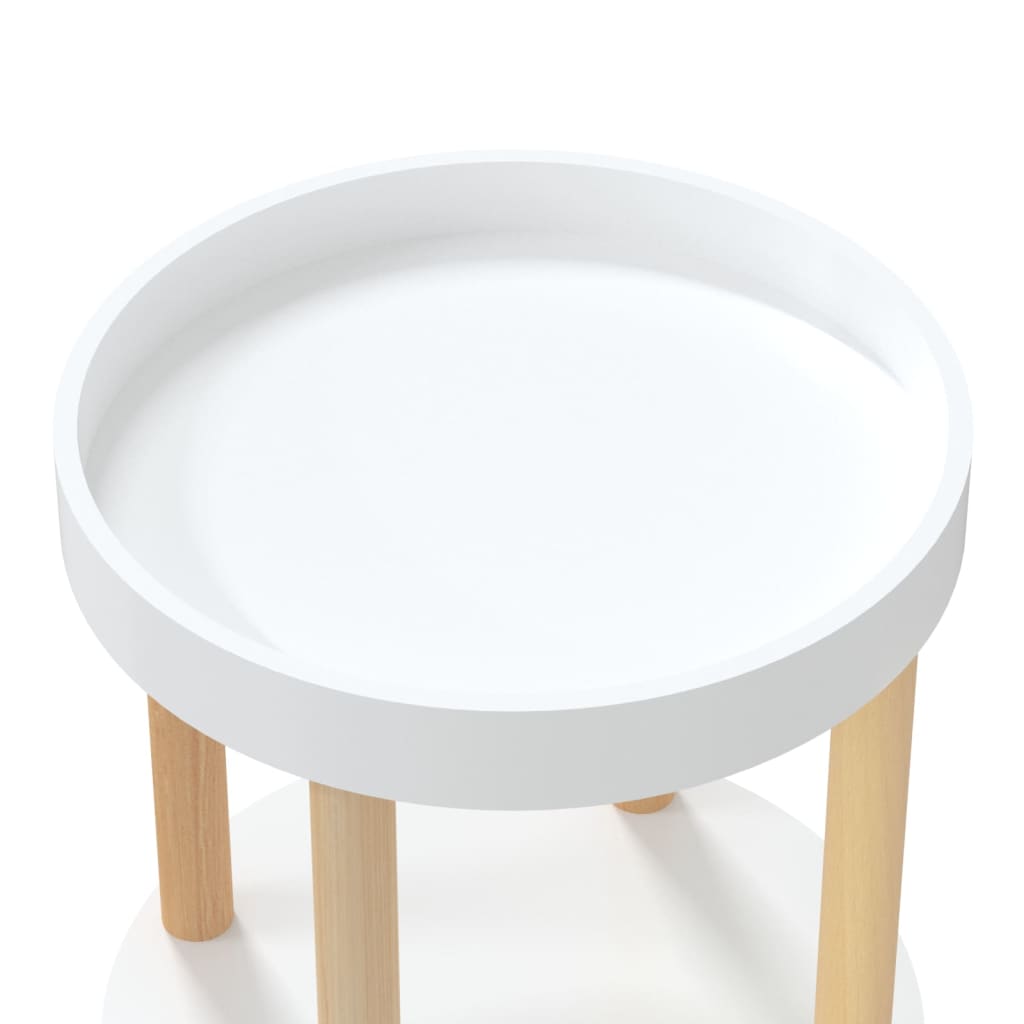 3-tier Trolley White 38x38x82 cm Engineered Wood&Solid Wood Pine