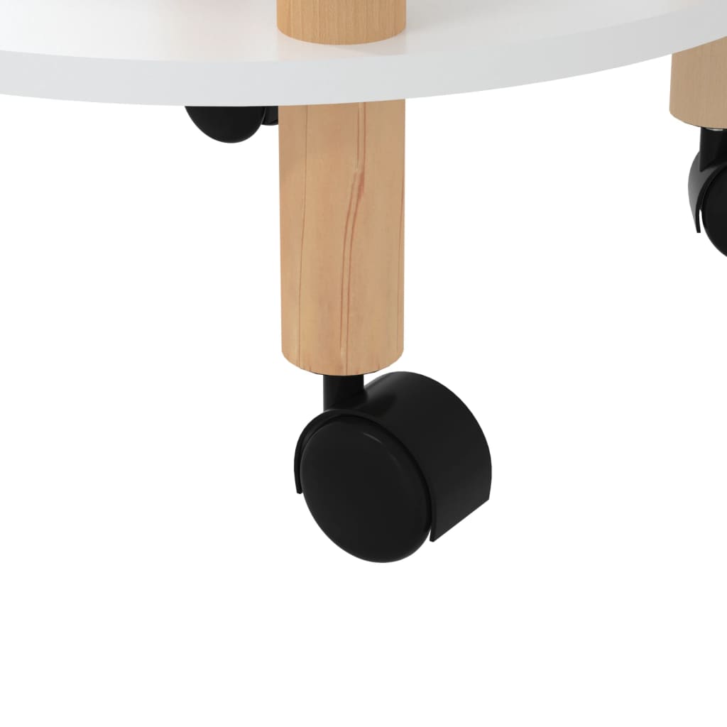 3-tier Trolley White 38x38x82 cm Engineered Wood&Solid Wood Pine