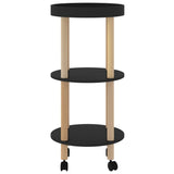 3-tier Trolley Black 38x38x82cm Engineered Wood&Solid Wood Pine - Top-Down View