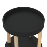 3-tier Trolley Black 38x38x82cm Engineered Wood&Solid Wood Pine - 45-Degree Angle