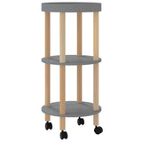 3-tier Trolley Grey 38x38x82cm Engineered Wood&Solid Wood Pine - Front View