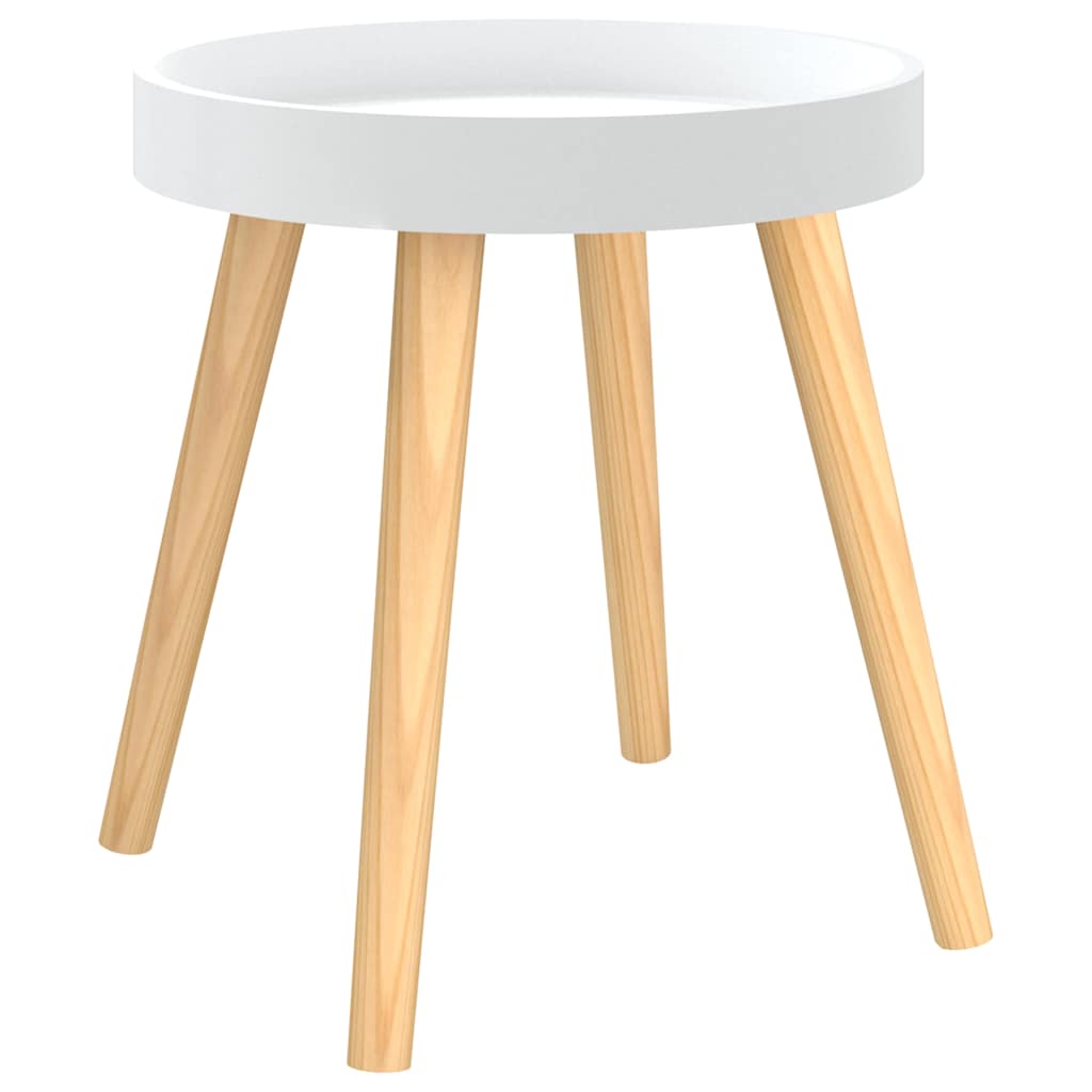 Side Table White 38x38x40 cm Engineered Wood&Solid Wood Pine