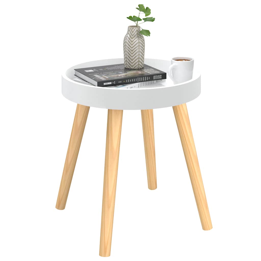 Side Table White 38x38x40 cm Engineered Wood&Solid Wood Pine