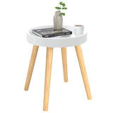 Side Table White 38x38x40 cm Engineered Wood&Solid Wood Pine