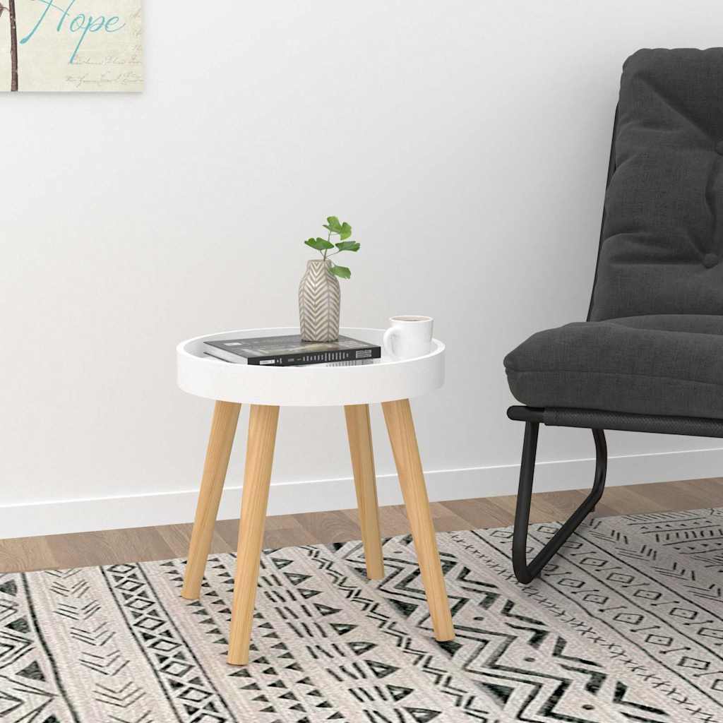 Side Table White 38x38x40 cm Engineered Wood&Solid Wood Pine