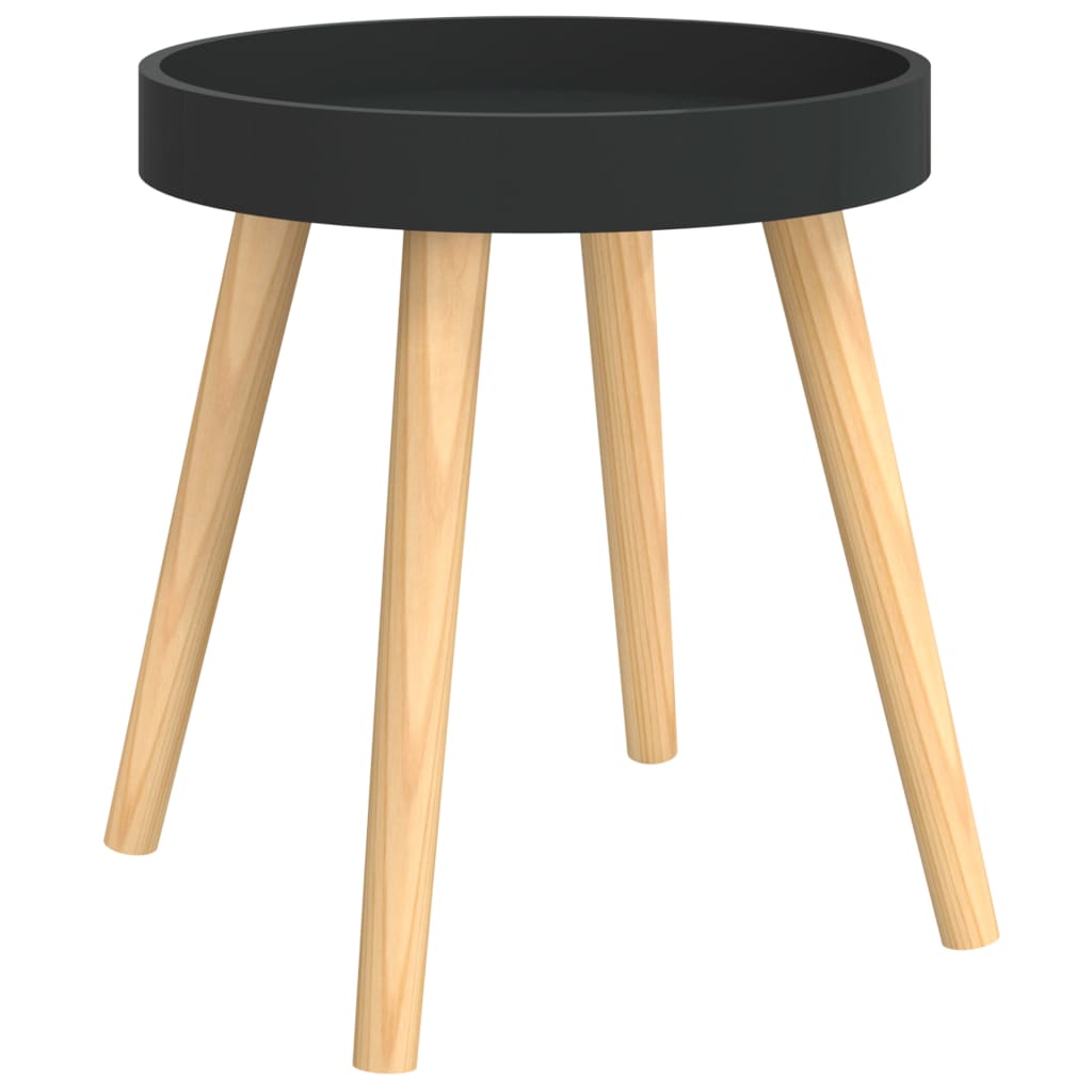 Side Table Black 38x38x40 cm Engineered Wood&Solid Wood Pine