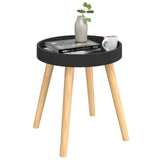 Side Table Black 38x38x40 cm Engineered Wood&Solid Wood Pine