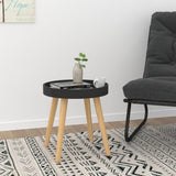 Side Table Black 38x38x40 cm Engineered Wood&Solid Wood Pine
