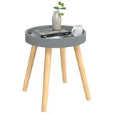Side Table Grey 38x38x40 cm Engineered Wood&Solid Wood Pine - Side View