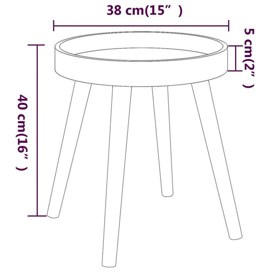 Side Table Grey 38x38x40 cm Engineered Wood&Solid Wood Pine