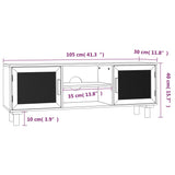 TV Cabinet Black 105x30x40 cm Solid Wood Pine&Natural Rattan - Low Angle