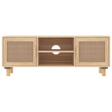 TV Cabinet Brown 105x30x40 cm Solid Wood Pine&Natural Rattan - Top-Down View