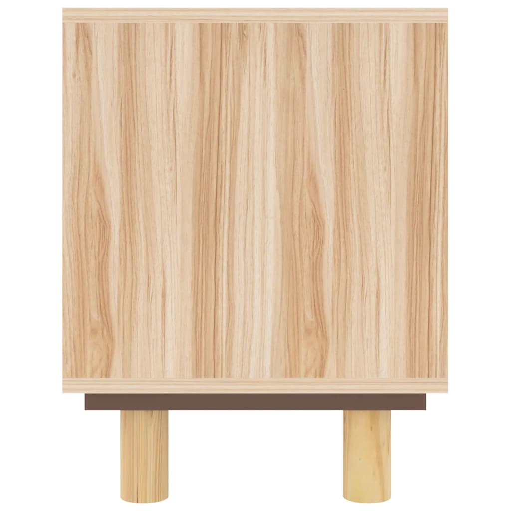 TV Cabinet Brown 105x30x40 cm Solid Wood Pine&Natural Rattan