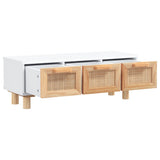 Coffee Table White 80x40x30 cm Engineered Wood&Solid Wood Pine - Side View