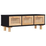 Coffee Table Black 80x40x30 cm Engineered Wood&Solid Wood Pine - Front View