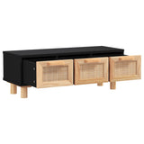 Coffee Table Black 80x40x30 cm Engineered Wood&Solid Wood Pine - Side View