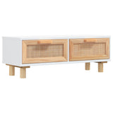 Coffee Table White 80x40x30 cm Engineered Wood&Solid Wood Pine - Front View