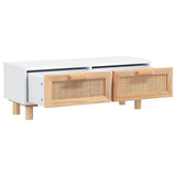 Coffee Table White 80x40x30 cm Engineered Wood&Solid Wood Pine - Side View