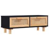 Coffee Table Black 80x40x30 cm Engineered Wood&Solid Wood Pine - Front View