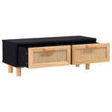 Coffee Table Black 80x40x30 cm Engineered Wood&Solid Wood Pine - Side View