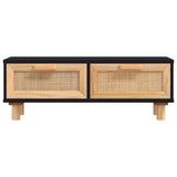 Coffee Table Black 80x40x30 cm Engineered Wood&Solid Wood Pine - Top-Down View