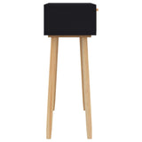 Console Table Black 80x30x75 cm Solid Wood Pine&Natural Rattan - 45-Degree Angle