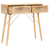 Console Table Brown 80x30x75 cm Solid Wood Pine&Natural Rattan - Side View