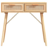 Console Table Brown 80x30x75 cm Solid Wood Pine&Natural Rattan - Top-Down View