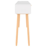 Console Table White 105x30x75 cm Solid Wood Pine&Natural Rattan - Top-Down View
