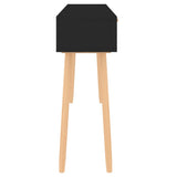 Console Table Black 105x30x75 cm Solid Wood Pine&Natural Rattan - Top-Down View