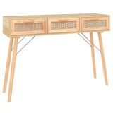 Console Table Brown 105x30x75 cm Solid Wood Pine&Natural Rattan - Front View