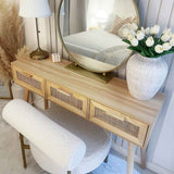 Console Table Brown 105x30x75 cm Solid Wood Pine&Natural Rattan - Side View