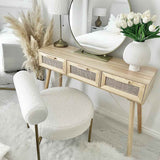 Console Table Brown 105x30x75 cm Solid Wood Pine&Natural Rattan - Top-Down View