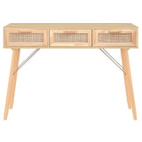 Console Table Brown 105x30x75 cm Solid Wood Pine&Natural Rattan - 45-Degree Angle