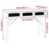 Console Table Brown 105x30x75 cm Solid Wood Pine&Natural Rattan - Low Angle