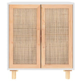 Sideboard White 60x30x70 cm Solid Wood Pine and Natural Rattan - Top-Down View