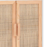 Sideboard White 60x30x70 cm Solid Wood Pine and Natural Rattan