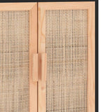 Sideboard Black 60x30x70 cm Solid Wood Pine and Natural Rattan