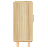 Sideboard Brown 60x30x70 cm Solid Wood Pine and Natural Rattan - Rear View