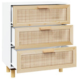 Sideboard White 60x30x70 cm Solid Wood Pine and Natural Rattan - Top-Down View
