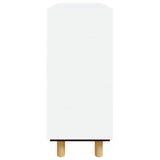 Sideboard White 60x30x70 cm Solid Wood Pine and Natural Rattan - Rear View